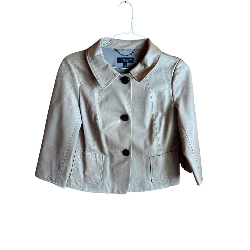Talbots Butter Soft Tan Leather Blazer Size 6